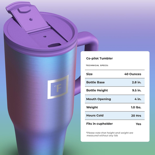 Aurora 40 Unzen Thermo Reisebecher mit Strohhalm & Flip Cap - Auslaufsicheres Design - Bild 8 von 12
