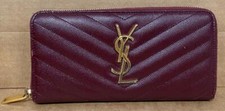 YVES SAINT LAURENT MONOGRAM GRAIN DE POUDRE ZIP-AROUND WALLET- USED.