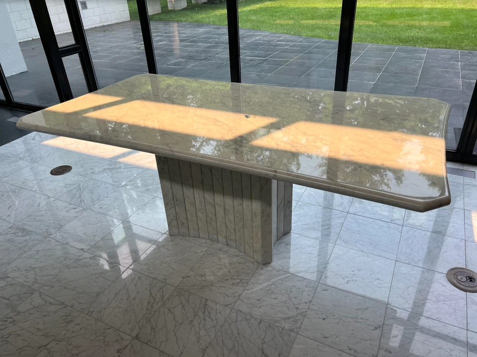 Solid Custom Marble Dinning Table, Handmade Furniture, 1987 - Image 2 of 4