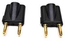 (2) Two Genuine REAN NYS508-B Dual Black Banana Plug for 6mm(.24") to 10mm(.39")