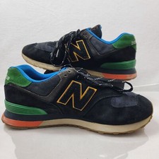 New Balance 574 Mens Sneakers Sz 9 Black Suede Mesh Varsity Green Athletic Shoes New Balance Unisex 574 V2 Varsity Suede Sneaker - Black with  main image 2