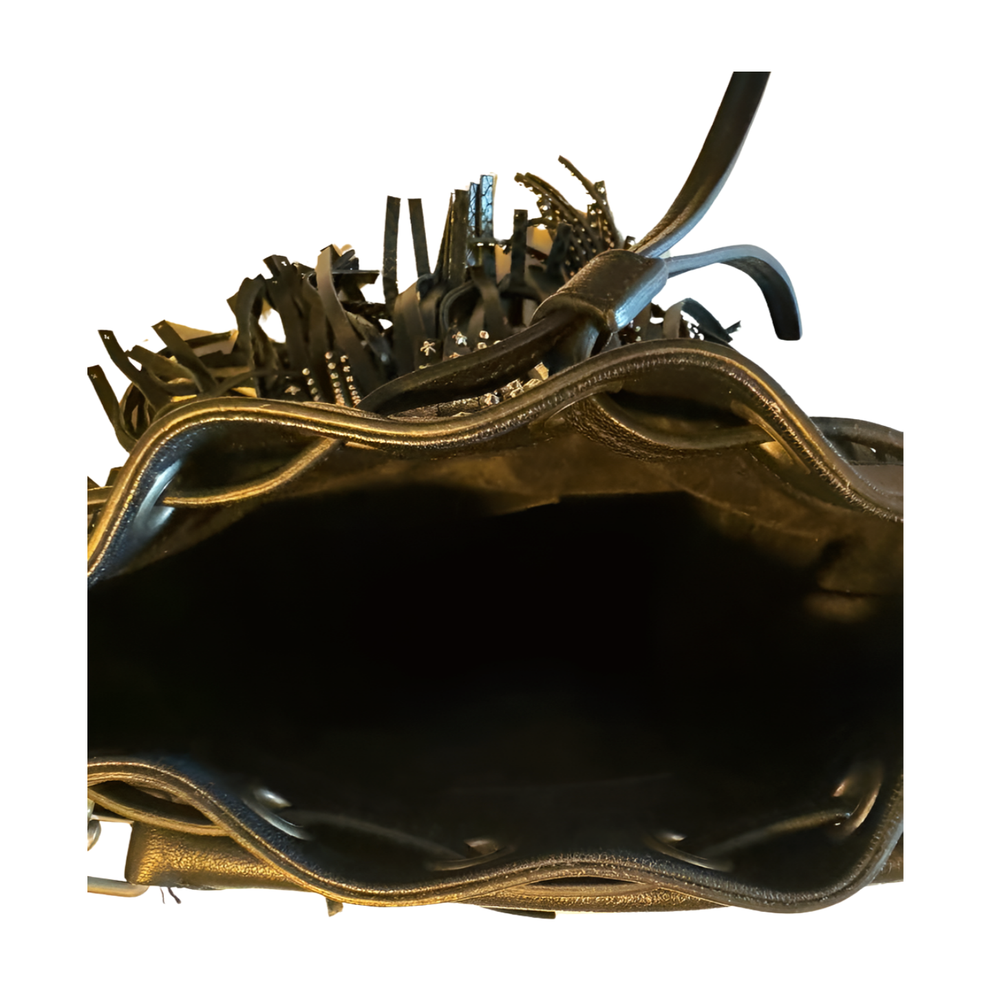 Yves Saint Laurent Mini borsa a tracolla in pelle nera borchie stella mai usata