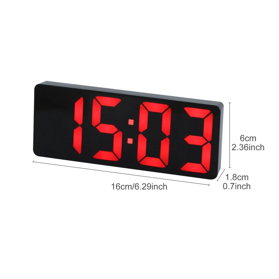 Digital LED Desk Alarm Clock Large Mirror Display USB Snooze Temperature Mode AU - Image 2 of 4