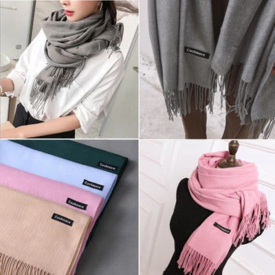 Women Lady Winter Warm Scarf Cashmere Long Wrap Shawl Plaid Knit Scarf Pashmina - Image 1 of 4