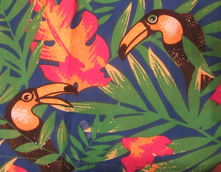 NEW Toucans button-front Hawaiian-made shirt size LGE, MED, or SM by Kevin’s