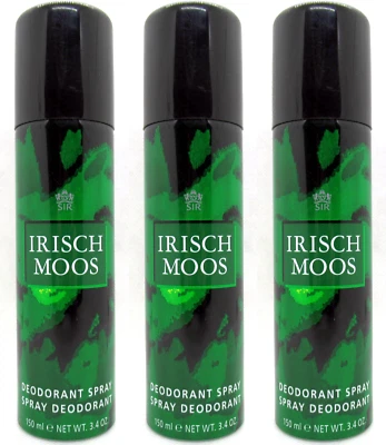 SIR IRISCH MOOS Deodorant Deo Spray Körperspray natürlich frischer Duft 3x 150ml