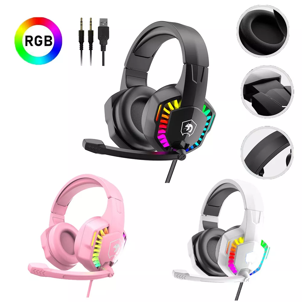 Wired Gaming Headset With Mic RGB Backlit Stereo for PC Xbox One Nintendo  Switch