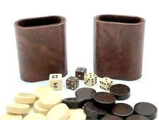 Backgammon Individual Replacement Dice Die Lg Bakelite Chip Brown Spotted &Cream