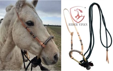 40 Plaits Bosal Set,Horse Bosal Set 11",Rawhide Bosal Set With Nylon Mecate Rein