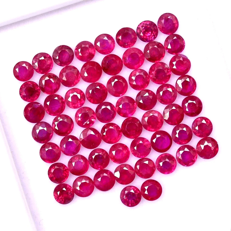 Calibrated Certified Natural Untreated Deep Shade Red Ruby 3x3 Round Diamond Cut - Image 3 of 3