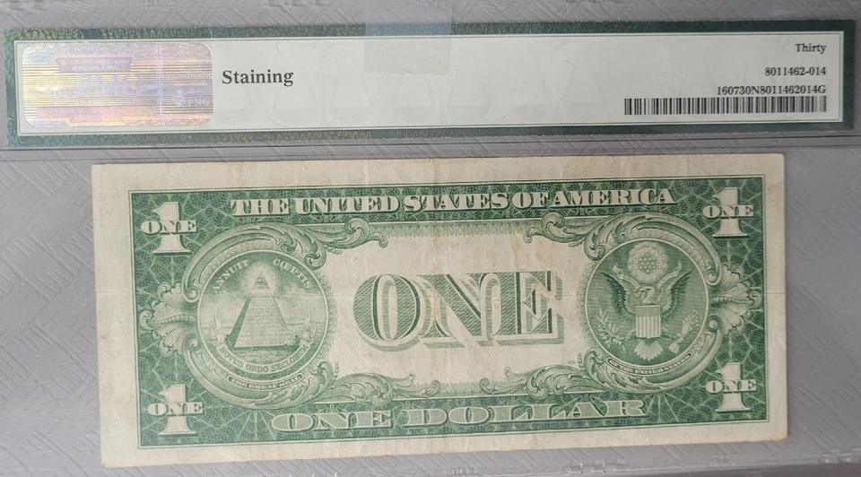 1935 (1) Dollar Silver Certificate VF30 PMG. Staining. Julian/Morgenthau. - Image 2 of 2