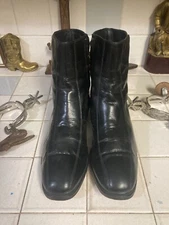 FLORSHEIM BLACK LEATHER ZIP UP BEATLE HIPSTER SATURDAY DISCO FEVER BOOTS 10.5 M