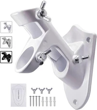 Dual Flag Pole Holder Clamp Set, White Heavy Duty Aluminum Alloy House Mount