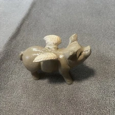Vintage Pig With Wings Cast Iron Figure Doorstop When Pigs Fly Lipstick 90s