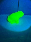 Vintage Fenton URANIUM glass frog figure satin green GLOWS art glass