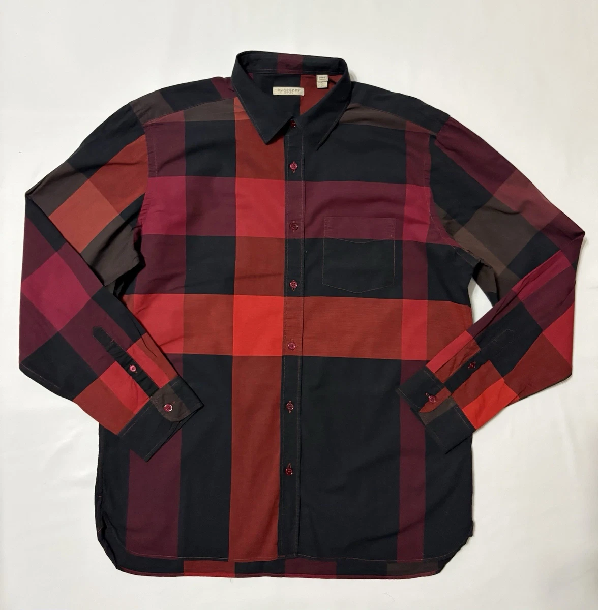 Burberry Red Casual Button-Down Shirts for Men for sale - eBay