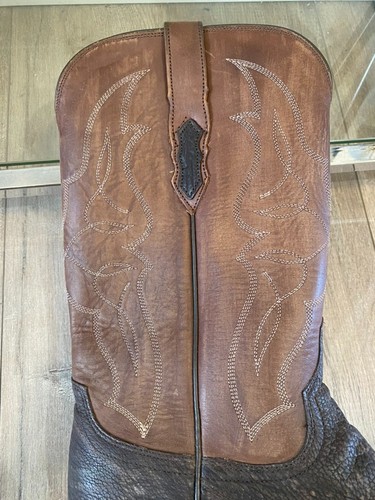 Botas Lucchese Bootmaker Talla 12D Tiburón Lijado Marrón Punta Cuadrada Vaquero Exótico - Imagen 5 de 9