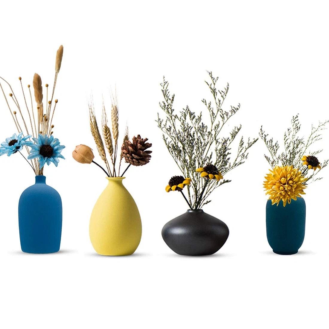 Small Ceramic Flower Vases Set Of 4 Bud Vase Decorative Modern Floral Decor
