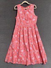 J Crew Dress 10 Pink Floral Cotton Midi Bow Sleeveless Preppy Beach Boho Sun
