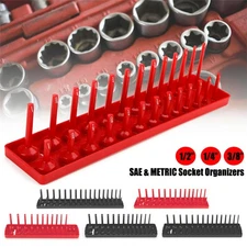6Pc Socket Organizer Tray Set Hold 90 Metric&76 SAE Socket 1/4" 3/8" 1/2" Drive