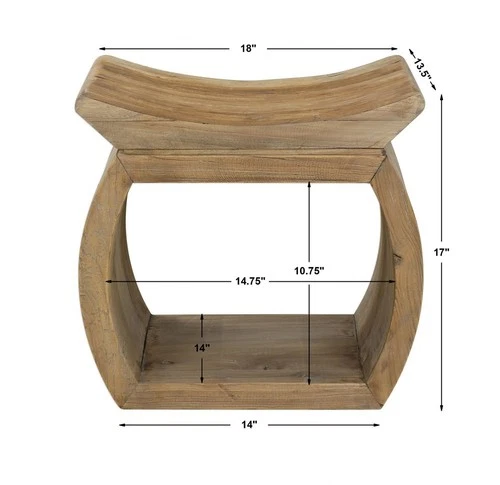 Connor - 18 inch Elm Accent Stool Accent Furniture Uttermost 24814 - Picture 6 of 7
