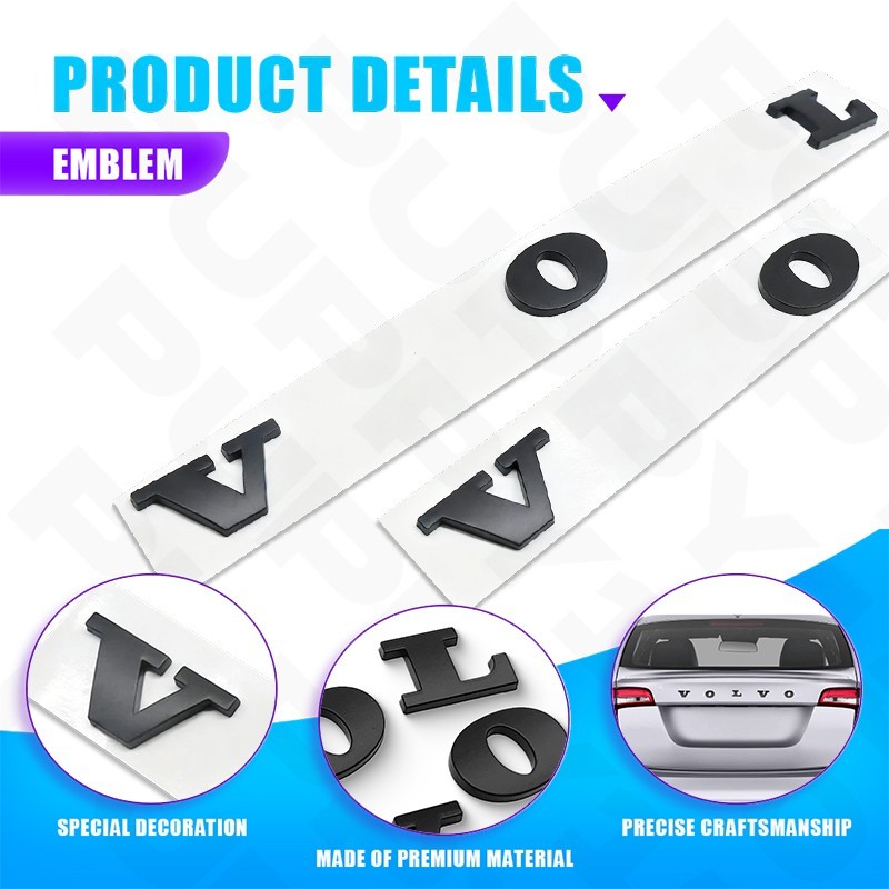1988+ For Volvo XC60 XC90 S60 Tailgate Letter Nameplate Matte Emblem Accessories