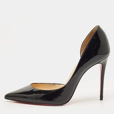 Christian Louboutin Iriza Size 35 Black Patent Leather Dorsay Pumps