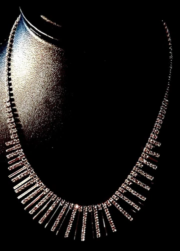 VETEMENTS Collana bavaglino moda zirconi oro rosa 18" estensibile senza marchio