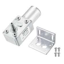 DC 12V 2 RPM Reversible Worm Geared Motor, 6mm D-Shaft, Fixing Bracket, High