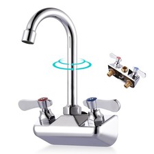 Commercial Bar Sink Faucet 4" Center Kitchen Faucet Wall Mount with 3.8" Goos...