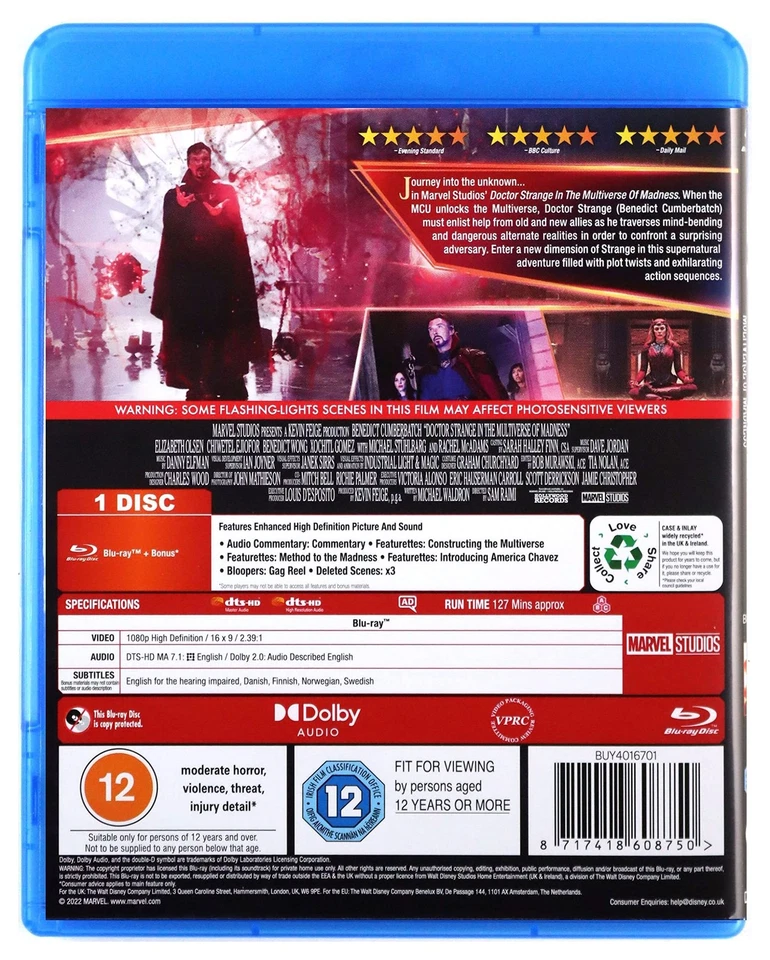 Marvel Studios Doctor Strange in the Multiverse of Madness Blu-ray [Region Fre.. - Image 2 of 2