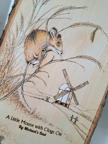 Original Hand Crafted Mouse Engraving Clayton Windmill with watercolour paint - Picture 2 of 6