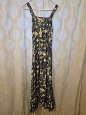 Splendid Maxi Dress, Printed Blue & White, Ruffle Hem, Sz S hippie, cottage core