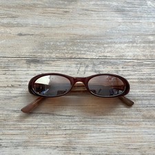 Vintage Y2K Sunglasses Small Oval Reflective Brown Early 2000s Glam Minimalist