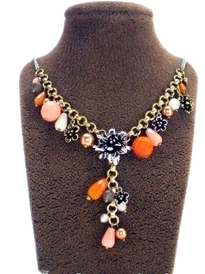 Fossil Blossoms Y Necklace Multi Tone New! NWT