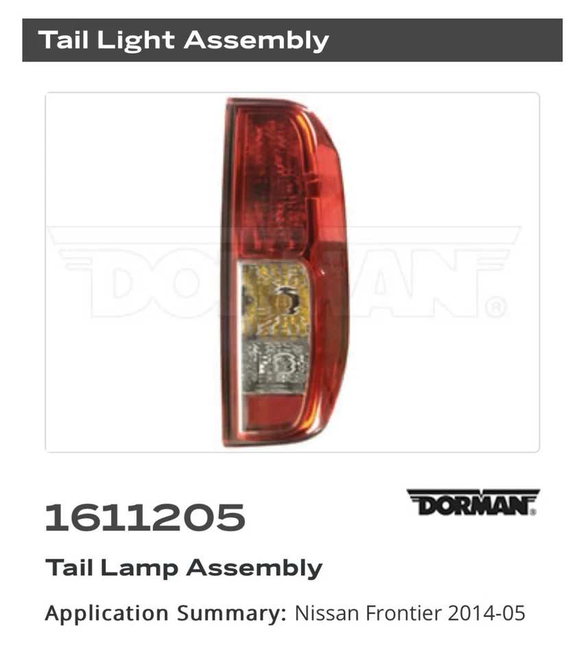 DORMAN 1611205 右尾灯组件适用于日产 Frontier 2005 - 2014 — 第 3/4 张图片