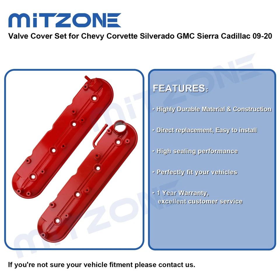 2PCS Valve Cover Set for Chevy Corvette Silverado GMC Sierra Cadillac 09-20 V8🚗 - Image 2 of 4