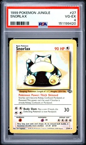 1999 POKEMON JUNGLE #27 SNORLAX PSA 4