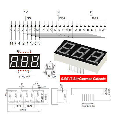 2 DISPLAY LED ROSSO 7 SEGMENTI catodo comune luce alta luminosità