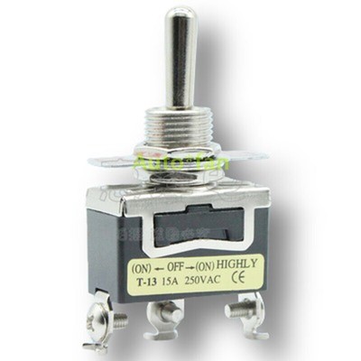 10PCS/Lot New T-13BSM2 Double Side Self-reset Toggle Switch 3P 3-Gear 15A 250VAC