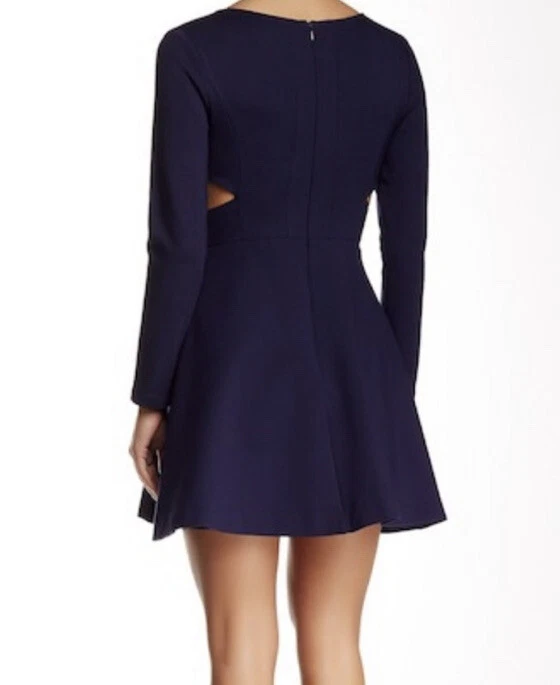 Halston Heritage Long Sleeve Party Dress Cutouts Navy Blue 6 New $375 - Image 2 of 4