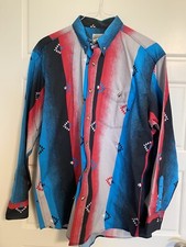 VTG Express Riders Shirt Mens XL Western Aztec Rodeo Black Stripe White