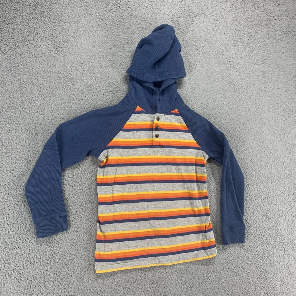 Suéter Lands End Niños Grande Azul Sudadera con Capucha Pullover Manga Larga Rayas Niños Foto 2 de 4