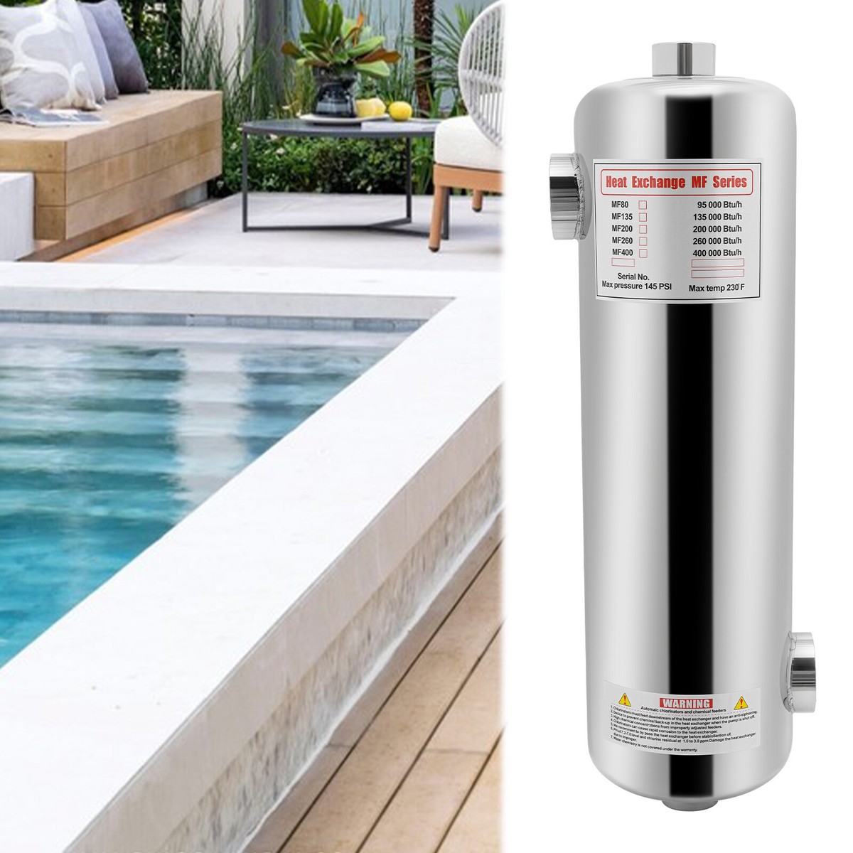 Water Heaters Stainless Steel Swimming Pool Heat Exchanger 60kW