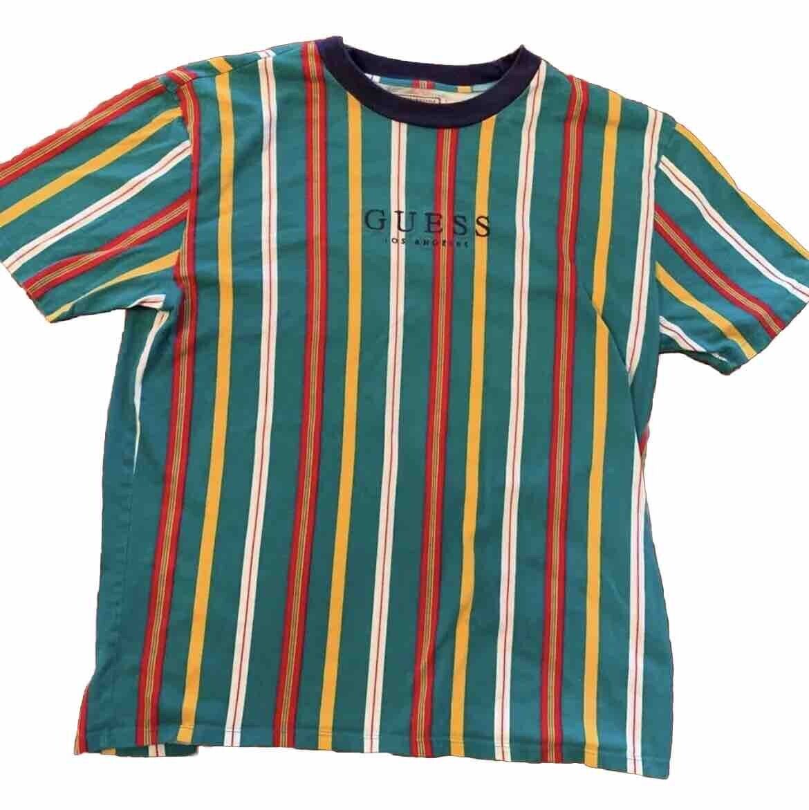 Mens GUESS Originals Sayer Striped T-Shirt Retro Embroidered Mens GUESS Originals Sayer Striped T-Shirt Retro Embroidered