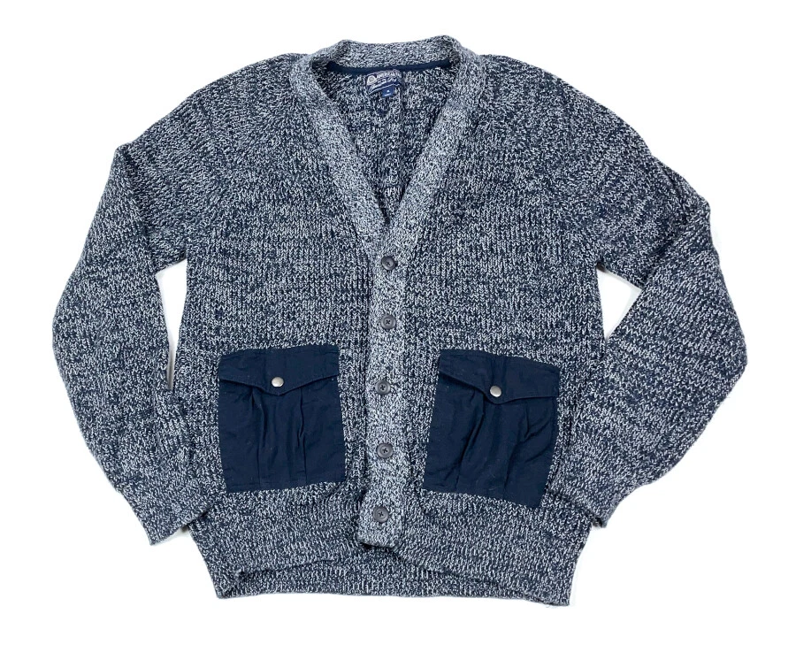 American Rag Cie Marled Blue Chunky Knit Cardigan Sweater Adult XL 