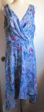 Ralph Lauren Chaps Dress NWT 16 Paisley faux Wrap slleveless v chiffon  (No Tie)