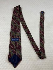 Lands End Tropical Silk Tie Maroon Tan Green Grass 3.5"W 56"L Made in USA