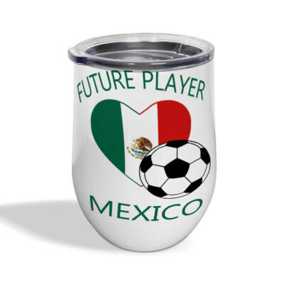 Wine Cup with Lid Future Soccer Player Mexico Future Wine Tumbler Glass