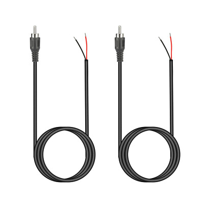 2x 1m Cinch-Stecker zum blanken Kabel Audio-Lautsprecher-Subwoofer-HDTV-Kabel